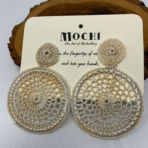 Mochi Earrings Crochet Hoop Pierced Dreamcatcher Boho - Picture 2 of 11